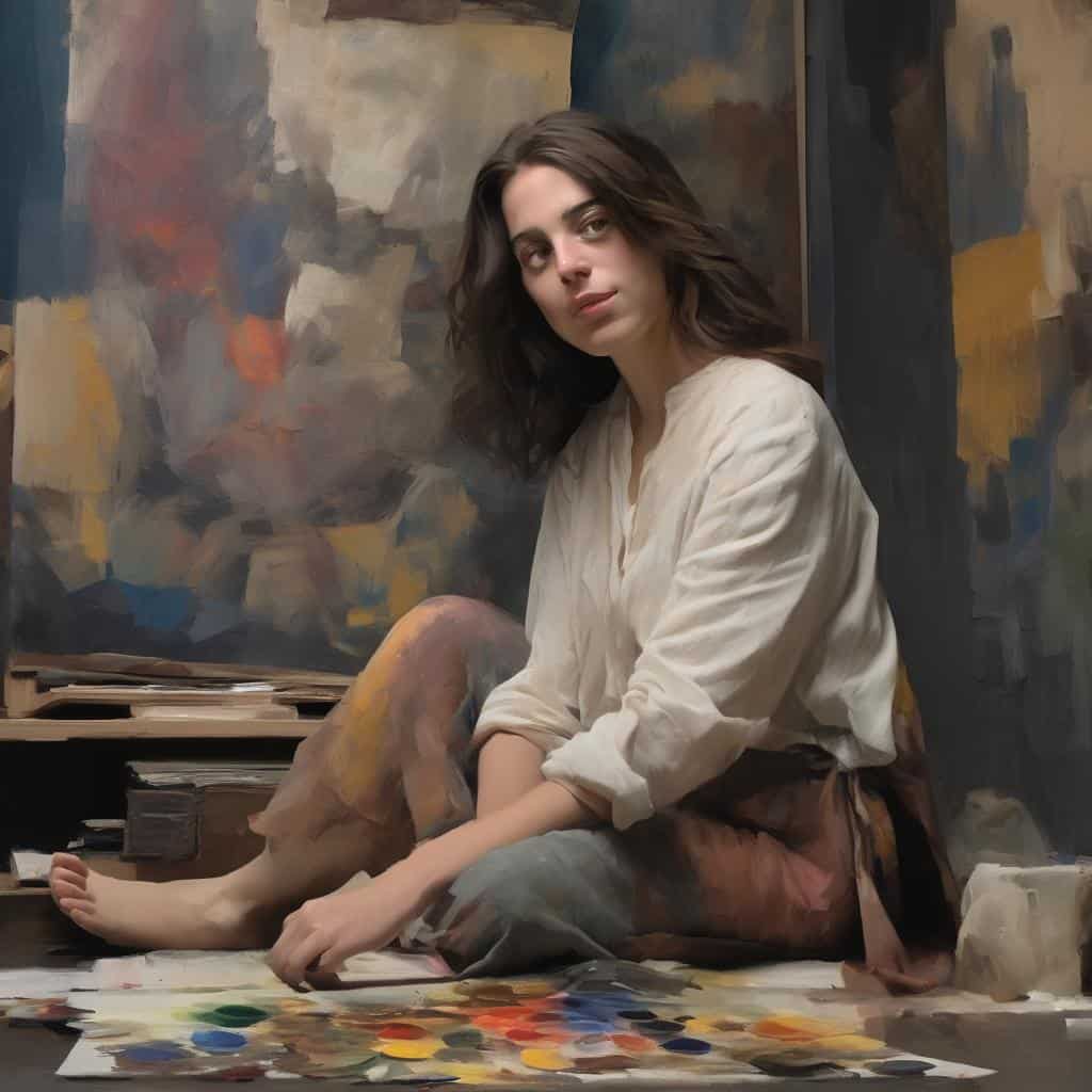 Ζευγάρι νεαροί καλλιτέχνες που αλλάξαν την τέχνη του σήμερα, σε στούντιο ζωγραφικής.